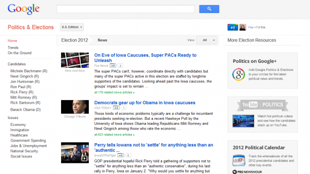 Google Politics and Elections Google Presidential Election News