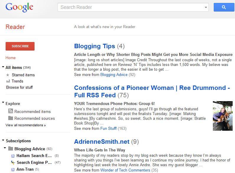Google Reader Google Reader RSS