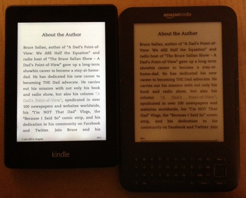 Kindle Paperwhite vs Keyboard Screen contrast of Kindle Paperwhite and Keyboard