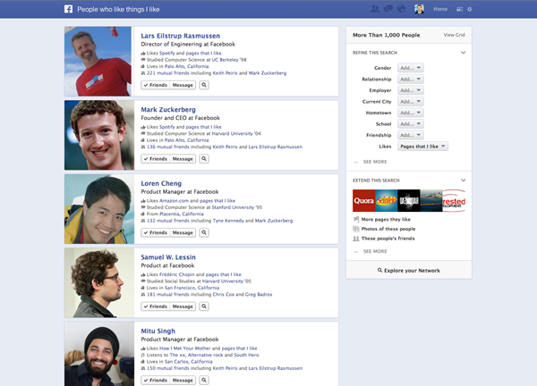 Facebook Search Results Facebook Open Graph Results